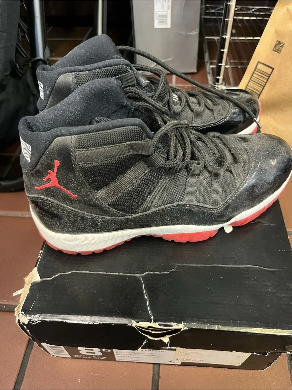 Jordan Black with Red Accents High-Top Sneakers
